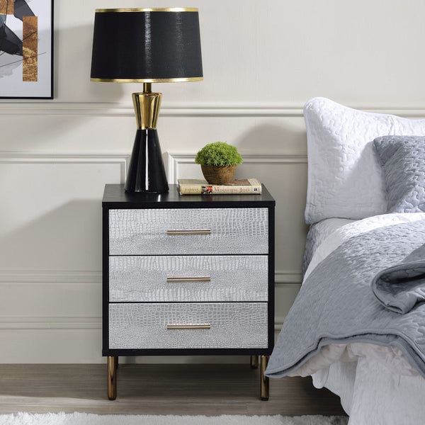 ACME Myles Black, Silver & Gold Finish Nightstand Model AC00842 - MONAVILLA