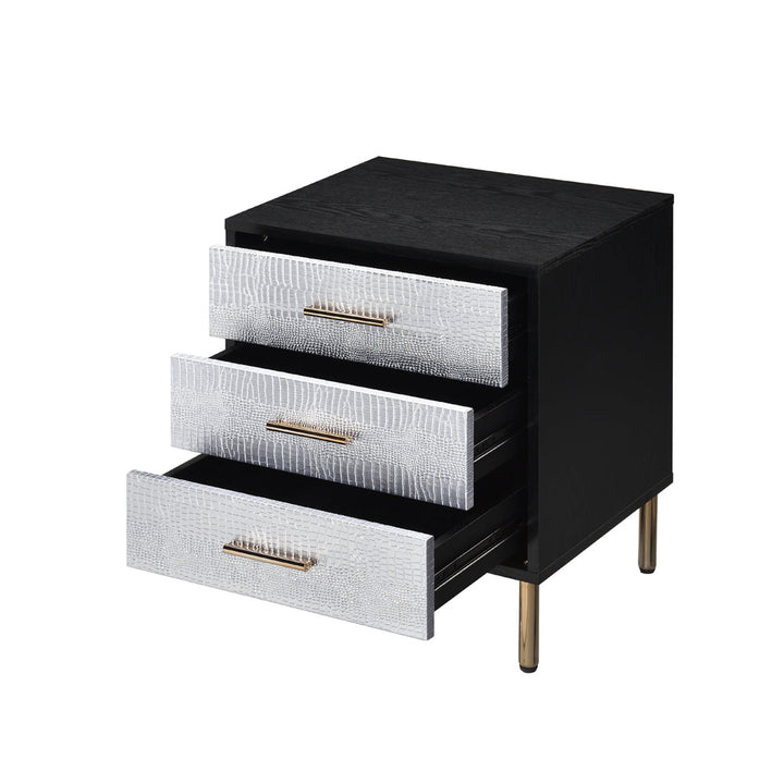 ACME Myles Black, Silver & Gold Finish Nightstand Model AC00842 - MONAVILLA