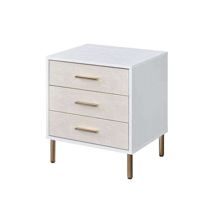 ACME Myles White, Champagne & Gold Finish Nightstand Model AC00843 - MONAVILLA