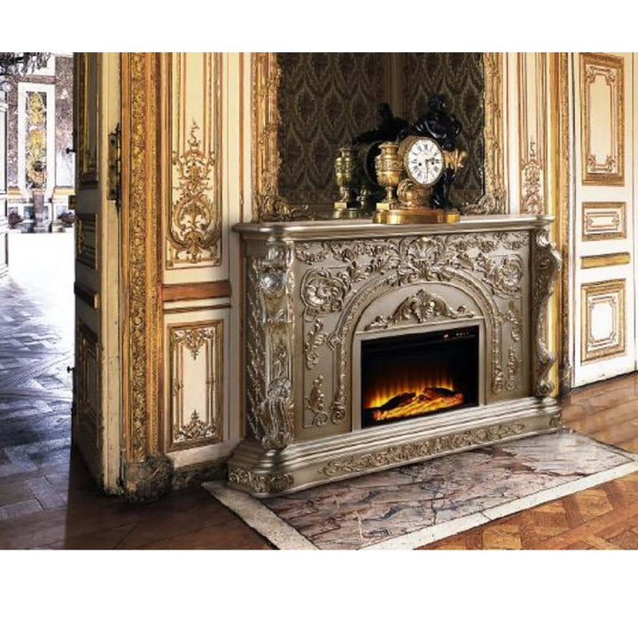 ACME Zabrina Antique Silver & Gold Finish Zabrina Fireplace Model AC01618 - MONAVILLA