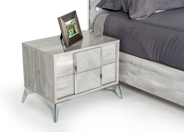 Nova Domus Alexa Italian Modern Grey Nightstand - MONAVILLA