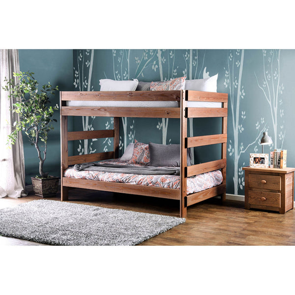 Furniture Of America Arlette Mahogany Rustic Full | Full Bunk Bed With 2-Slat Kits (*Mattress Ready) Model AM-BK200-BED-SLAT - MONAVILLA