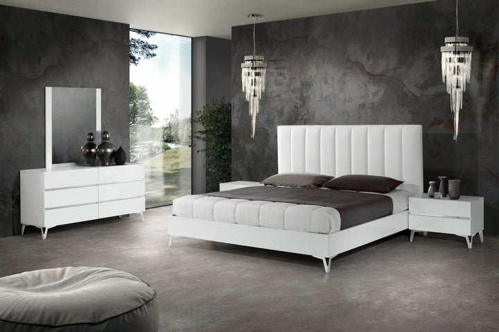 Nova Domus Angela Queen Italian Modern White Eco Leather Bedroom Set - MONAVILLA