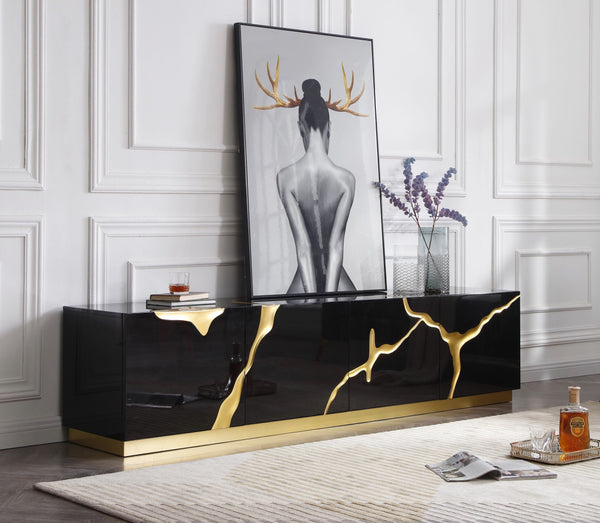 Modrest Aspen Modern Black & Gold TV Stand - MONAVILLA