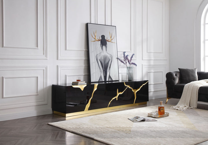 Modrest Aspen Modern Black & Gold TV Stand - MONAVILLA