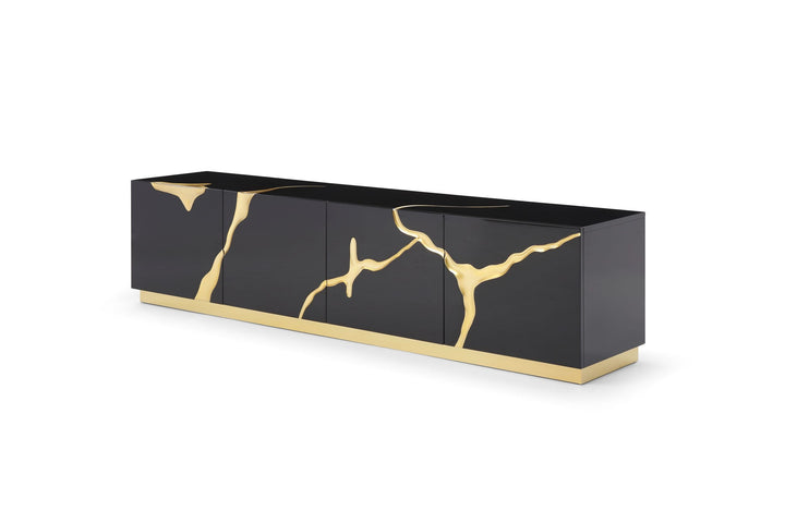 Modrest Aspen Modern Black & Gold TV Stand - MONAVILLA