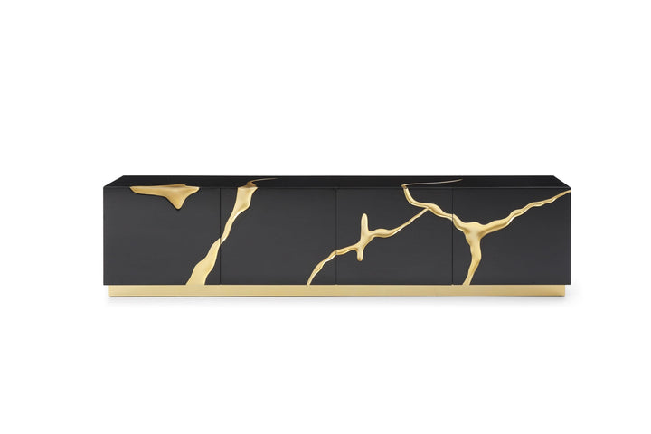 Modrest Aspen Modern Black & Gold TV Stand - MONAVILLA