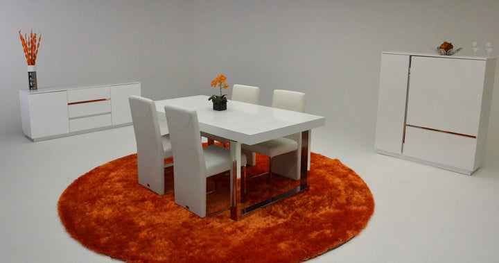 A&X Skyline White Crocodile Extendable Dining Table - MONAVILLA