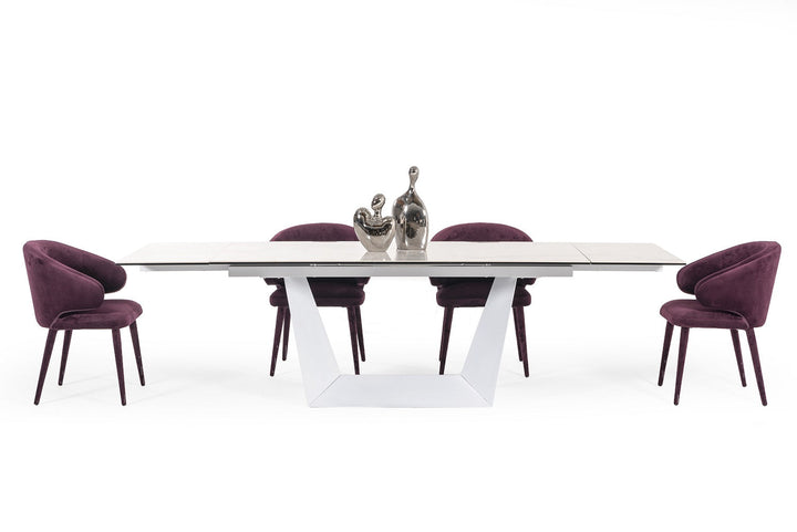 Modrest Baldwin Modern White Ceramic Extendable Dining Table - MONAVILLA