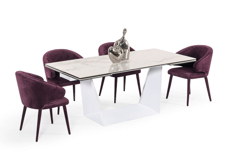 Modrest Baldwin Modern White Ceramic Extendable Dining Table - MONAVILLA