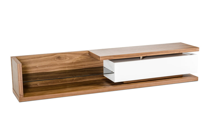 Modrest Jefferson Low Modern Walnut & White TV Unit - MONAVILLA