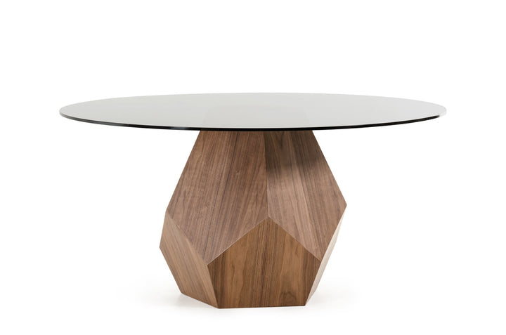 Modrest Rackham Modern Walnut Round Dining Table - MONAVILLA