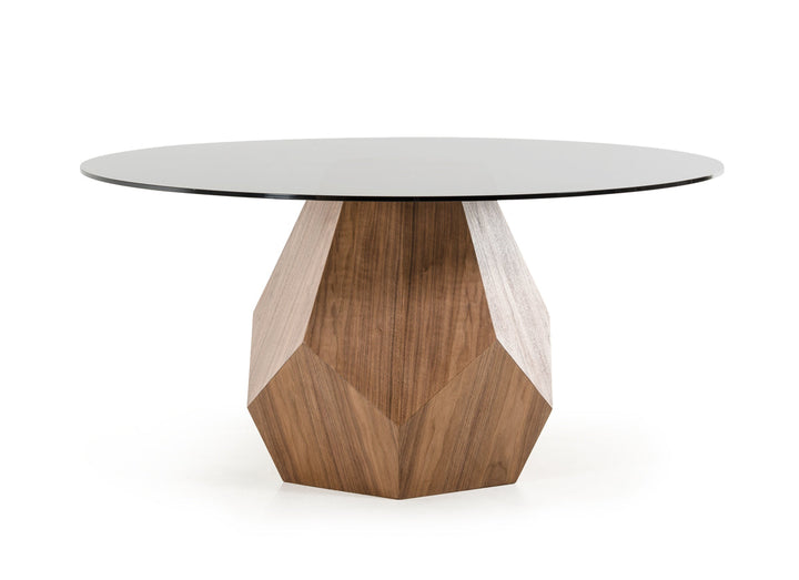 Modrest Rackham Modern Walnut Round Dining Table - MONAVILLA