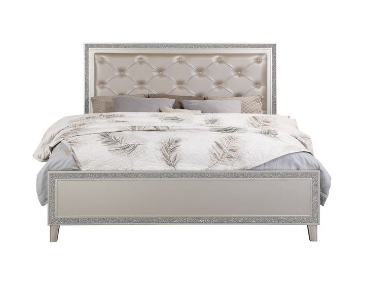 ACME Sliverfluff PU & Champagne Finish Bed Model BD00239 - MONAVILLA