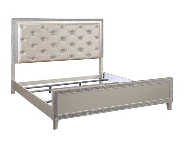 ACME Sliverfluff PU & Champagne Finish Bed Model BD00239 - MONAVILLA