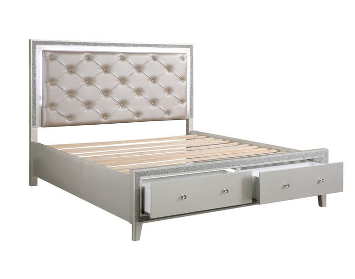 ACME Sliverfluff PU & Champagne Finish Bed Model BD00242 - MONAVILLA