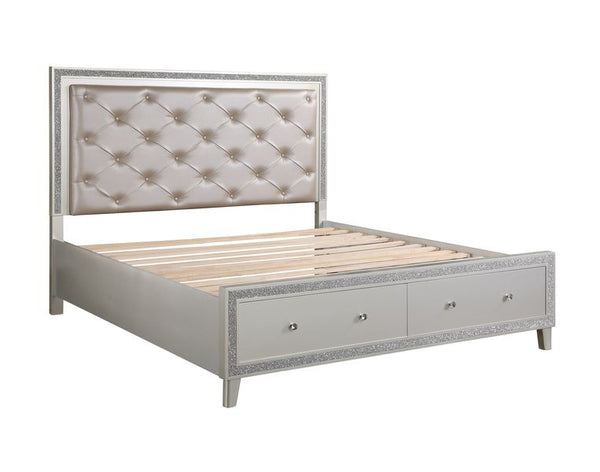 ACME Sliverfluff PU & Champagne Finish Bed Model BD00242 - MONAVILLA