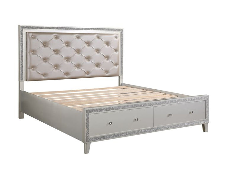 ACME Sliverfluff PU & Champagne Finish Bed Model BD00242 - MONAVILLA