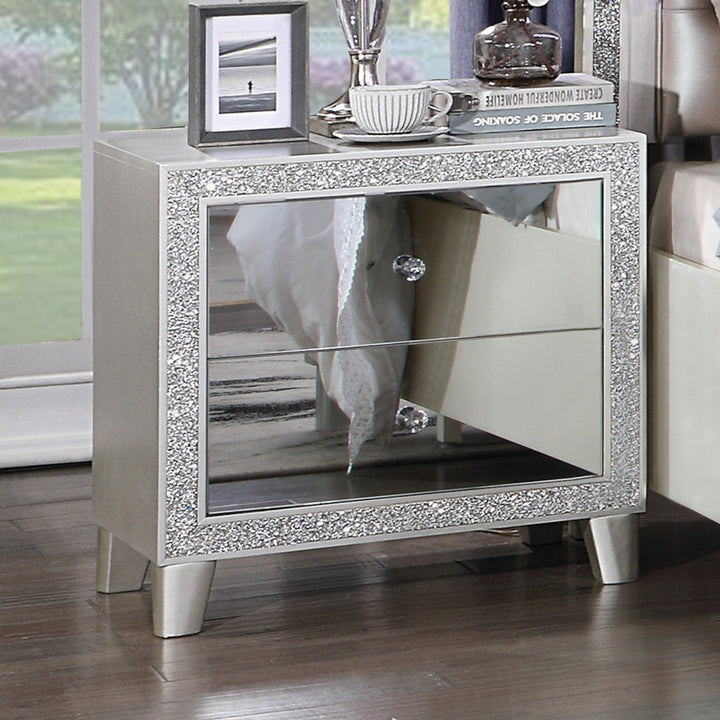 ACME Sliverfluff Mirrored & Champagne Finish Nightstand Model BD00243 - MONAVILLA