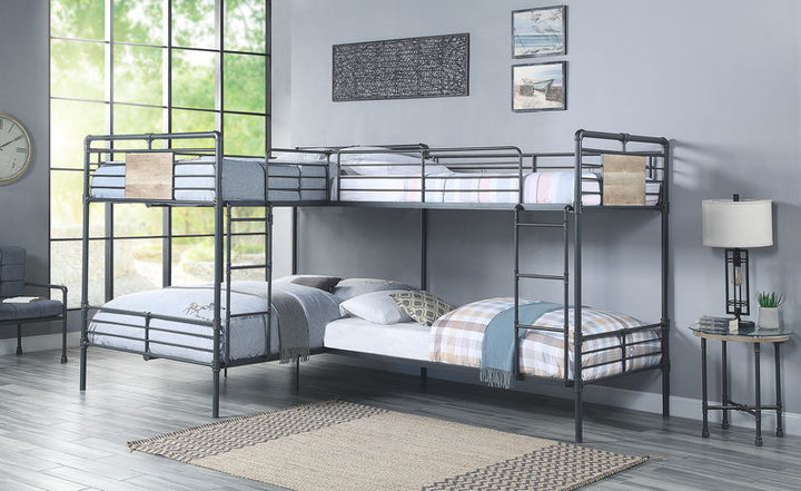 ACME Cordelia Sandy Black, Dark Bronze Hand-Brushed Finish Twin/Full Bunk Bed Model BD00365 - MONAVILLA