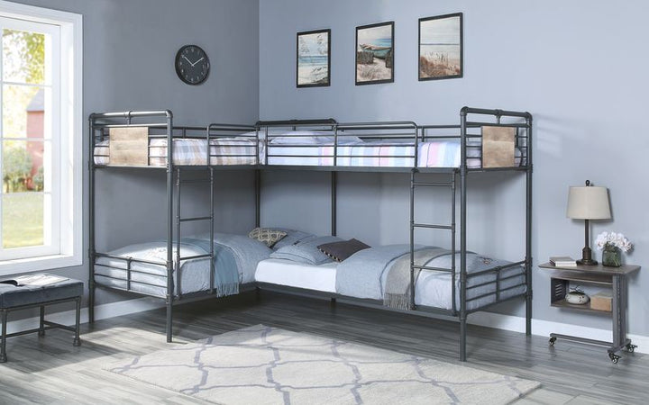 ACME Cordelia Sandy Black, Dark Bronze Hand-Brushed Finish Twin/Twin Bunk Bed Model BD00370 - MONAVILLA