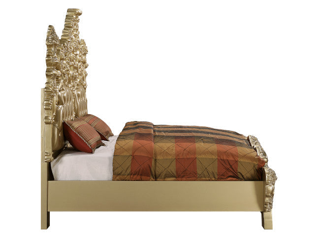 ACME Seville Tan PU & Gold Finish Eastern King Bed Model BD00451EK - MONAVILLA