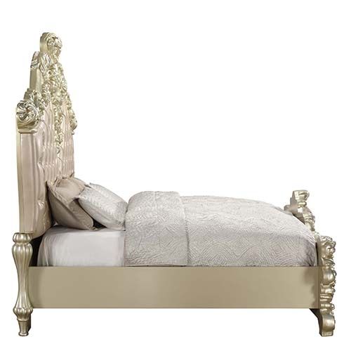 ACME Vatican PU Leather, Light Gold & Champagne Silver Finish Eastern King Bed Model BD00461EK - MONAVILLA