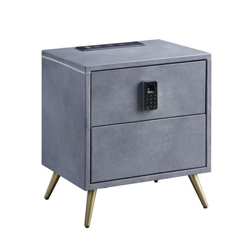 ACME Doris Gray Top Grain Leather Nightstand Model BD00556 - MONAVILLA