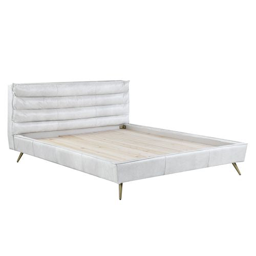 ACME Doris Vntage White Top Grain Leather Bed Model BD00565 - MONAVILLA