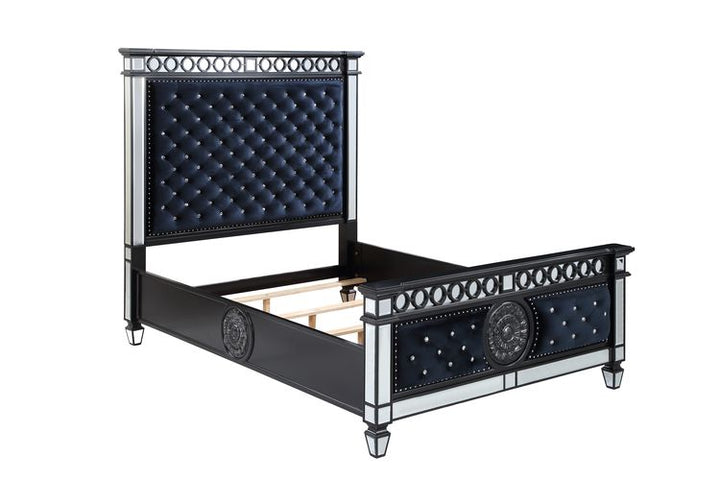 ACME Varian II Black Velvet & BLACK & Sliver FINISH Bed Model BD00584 - MONAVILLA