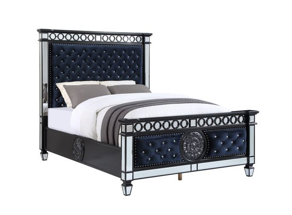 ACME Varian II Black Velvet & BLACK & Sliver FINISH Bed Model BD00584 - MONAVILLA