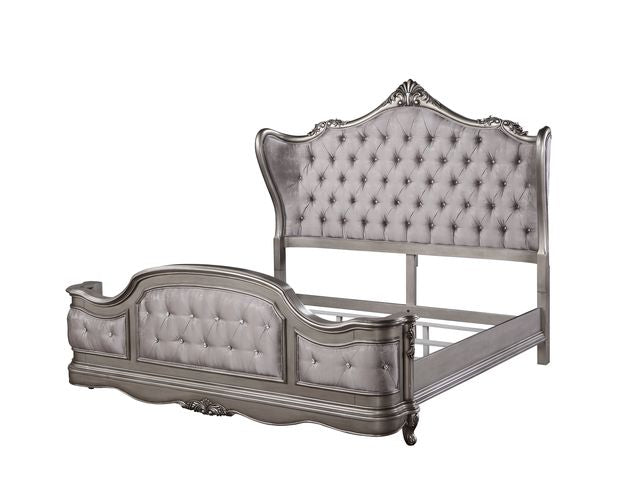 ACME Ausonia Antique Platinum Finish Bed Model BD00603 - MONAVILLA