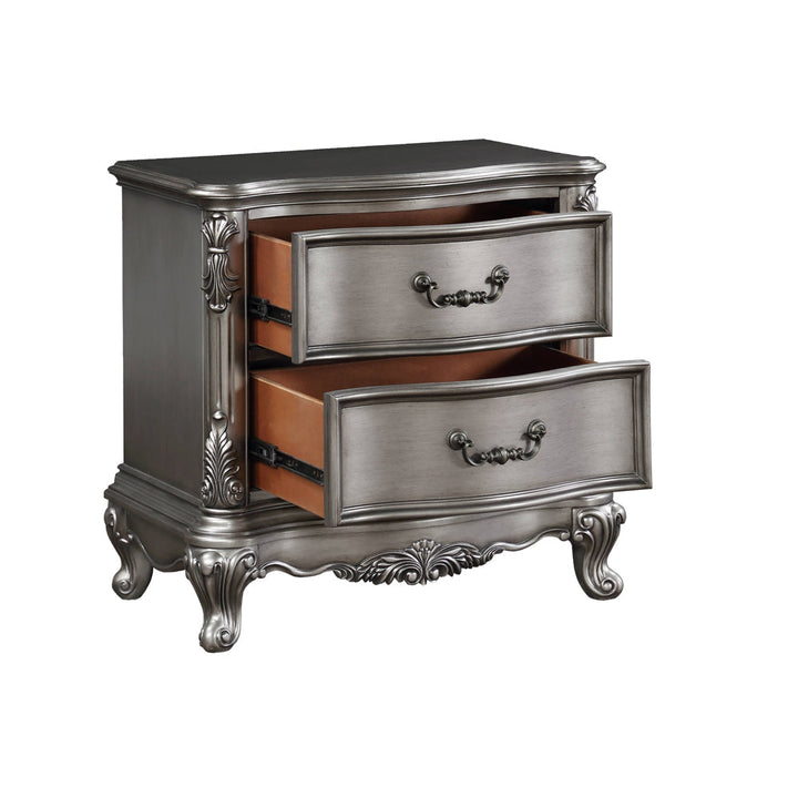 ACME Ausonia Antique Platinum Finish Nightstand Model BD00604 - MONAVILLA