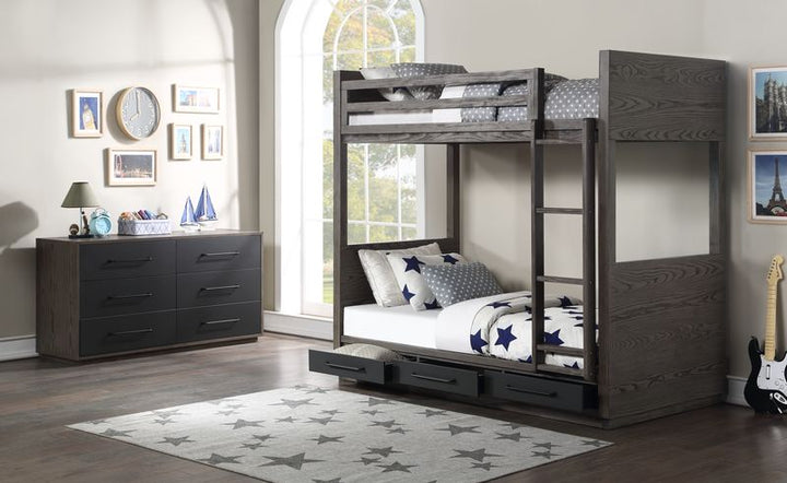 ACME Estevon Gray Oak Finish Bunk Bed Model BD00613 - MONAVILLA