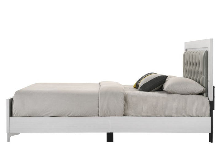 ACME Casilda Gray PU & White Finish Bed Model BD00644 - MONAVILLA