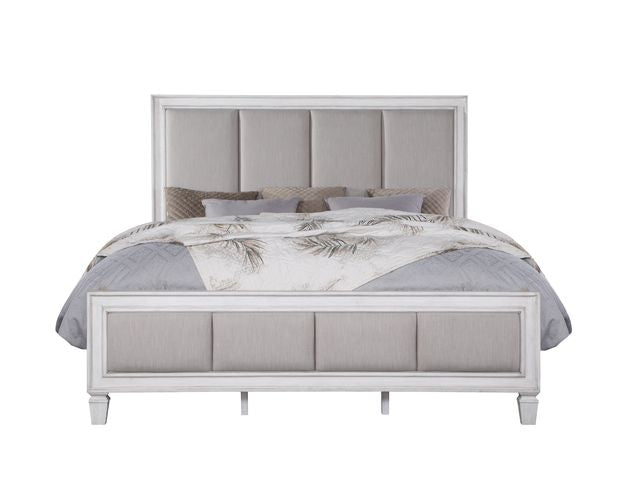 ACME Katia Gray Linen & White Finish Bed Model BD00660 - MONAVILLA