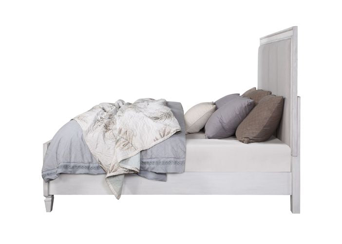 ACME Katia Gray Linen & White Finish Bed Model BD00660 - MONAVILLA