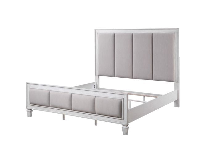 ACME Katia Gray Linen & White Finish Bed Model BD00660 - MONAVILLA