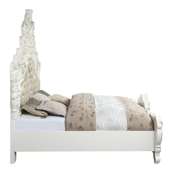 ACME Vanaheim Beige PU & Antique White Finish Bed Model BD00671 - MONAVILLA