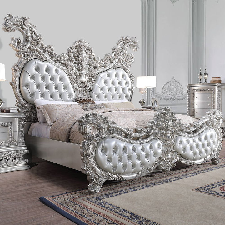 ACME Valkyrie PU, Light Gold & Gray Finish Eastern King Bed Model BD00683EK - MONAVILLA