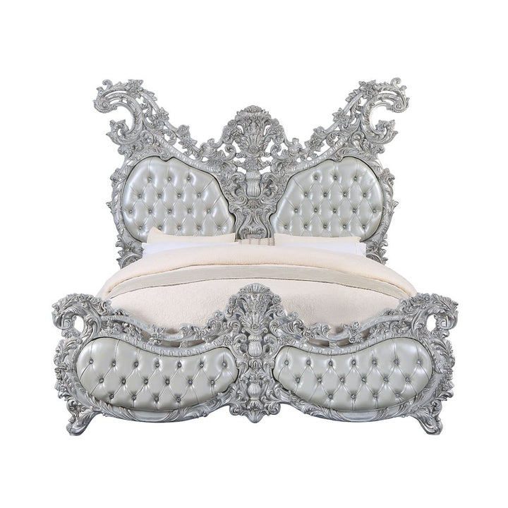 ACME Valkyrie PU, Light Gold & Gray Finish Eastern King Bed Model BD00683EK - MONAVILLA