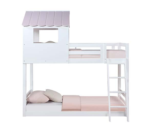 ACME Solenne White & Pink Finish Solenne Twin/Twin Bunk Bed Model BD00705 - MONAVILLA