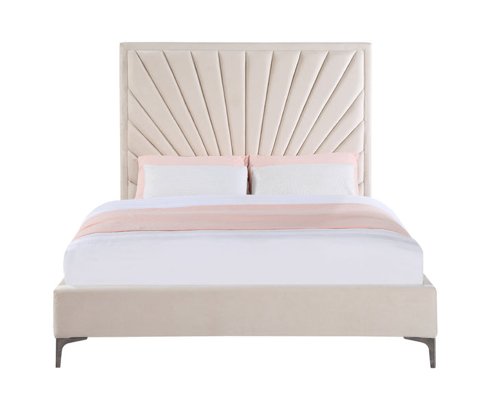 ACME Faiz Beige Velvet Queen Bed Model BD00957Q - MONAVILLA