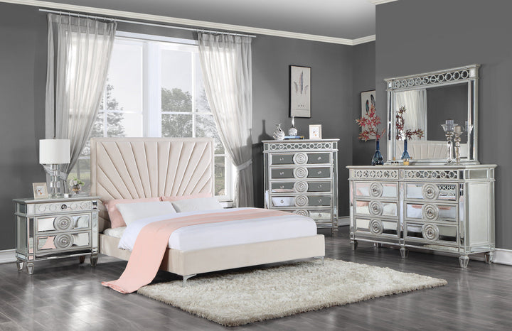 ACME Faiz Beige Velvet Queen Bed Model BD00957Q - MONAVILLA