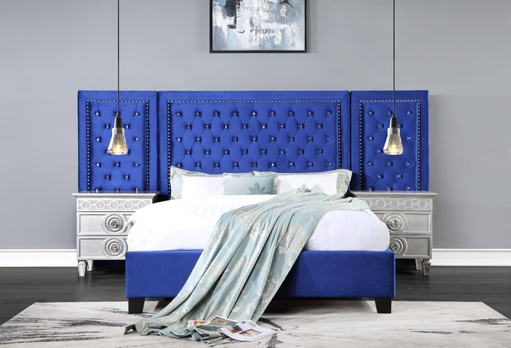 ACME Damazy Blue Velvet Bed Model BD00973 - MONAVILLA