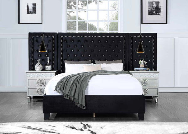 ACME Damazy Black Velvet Queen Bed Model BD00975Q