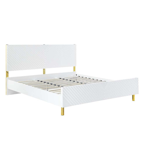 ACME Gaines White High Gloss Finish Queen Bed Model BD01034Q