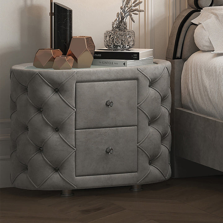 ACME Perine Gray Velvet Nightstand Model BD01063 - MONAVILLA