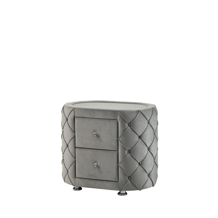 ACME Perine Gray Velvet Nightstand Model BD01063 - MONAVILLA