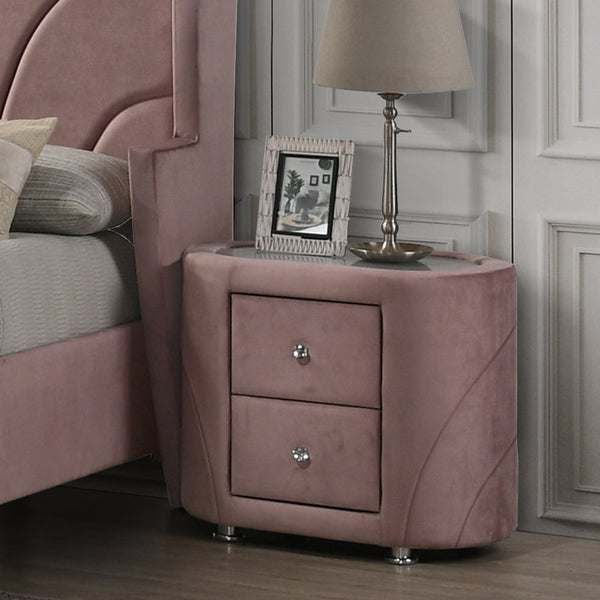 ACME Salonia Pink Velvet Nightstand Model BD01184 - MONAVILLA